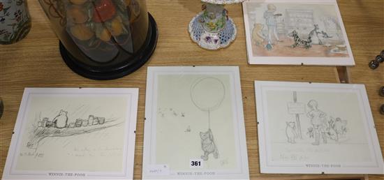 Four Winnie the Pooh prints 10 x 7.5in.